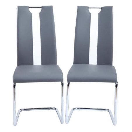 Lot de 2 chaises JADEsimili gris pieds en métal chromé
