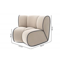 Chauffeuse d'angle LEONIE fixe velours beige 1 place
