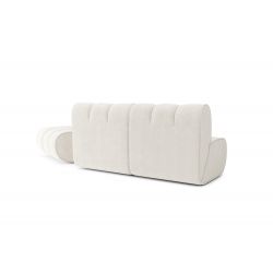 Canapé droit avec pouf LEONIE fixe tissu bouclette blanc pur 3 places