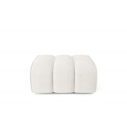 Canapé d'angle avec pouf LEONIE fixe tissu bouclette blanc pur 8 places