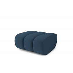 Canapé d'angle avec pouf LEONIE fixe velours côtelé bleu paon 8 places