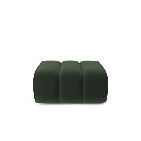 Canapé d'angle avec pouf LEONIE fixe velours vert sapin 6 places