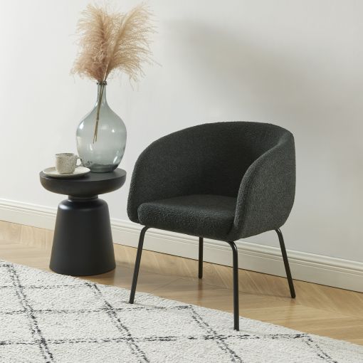 Fauteuil BELEM en tissu bouclette anthracite