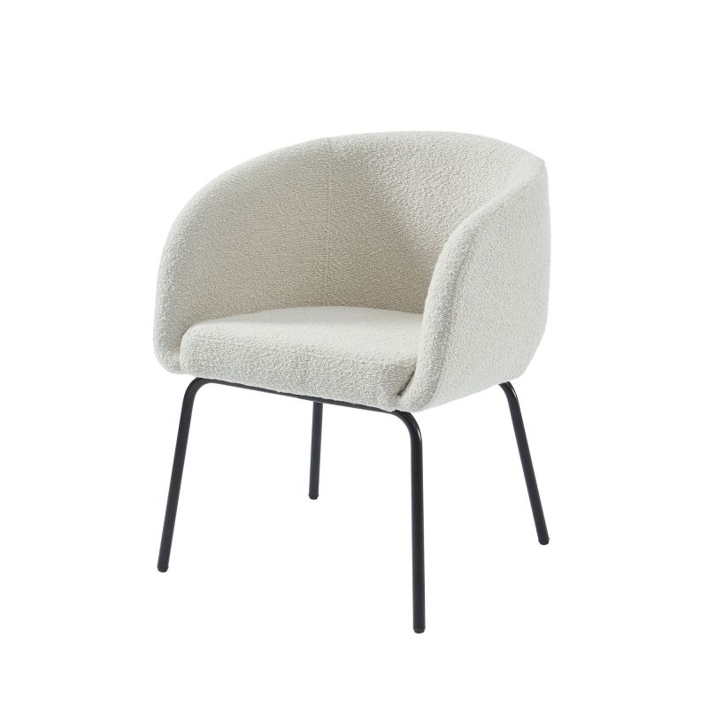 Fauteuil BELEM en tissu bouclette blanc