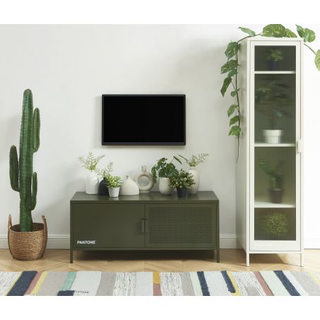 Meuble tv PANTONE métal vert olive foncé 120cm