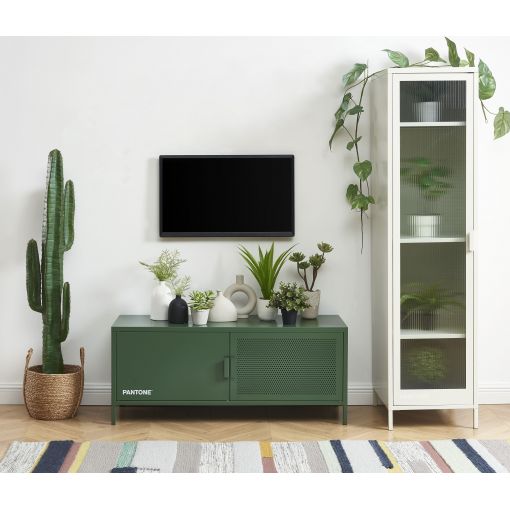 Meuble tv PANTONE métal vert olive 120cm