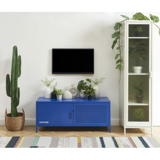 Meuble tv PANTONE métal bleu électrique 120cm