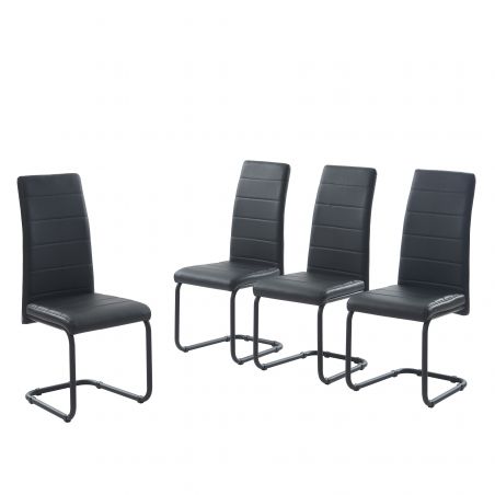 Lot de 4 chaises MARA simili noir pieds métal noir