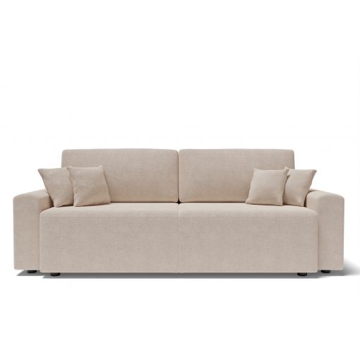 Canapé droit MILO convertible tissu beige 3 places 