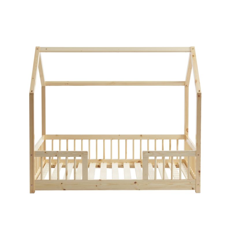 Lit cabane avec barrières TINY pin massif 70x140 sommier inclus Lit cabane avec barrières TINY pin massif 70x140 sommier inclus