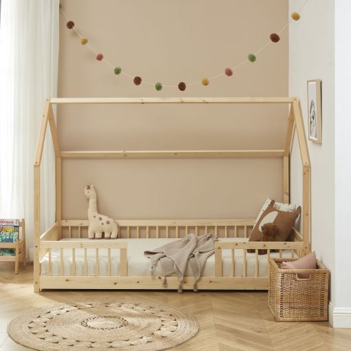 Lit cabane enfant en bois massif 70 x 140 cm LOUIS pas cher