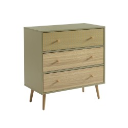 Commode Capucine Blanc Et Chêne 78cm - 3 Tiroirs - Rangement Chambre