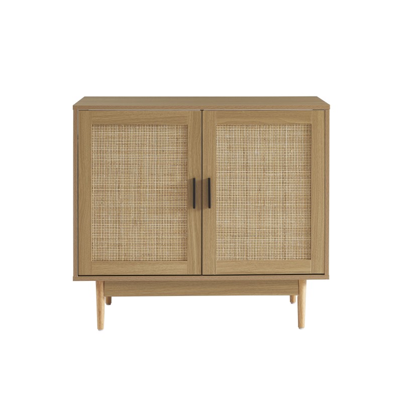 Meuble Sous Vasque Amana - Style Cannage Rotin Et Bois - L60cm - Rangement Salle De Bain