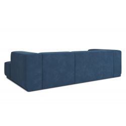 Canapé d'angle droit SACHA fixe tissu bleu 5 places