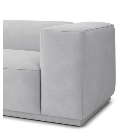 Canapé d'angle gauche SACHA fixe tissu gris clair 5 places