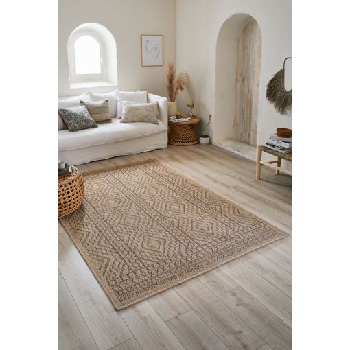 Tapis d'extérieur CAPRI marron aspect jute 160x230cm