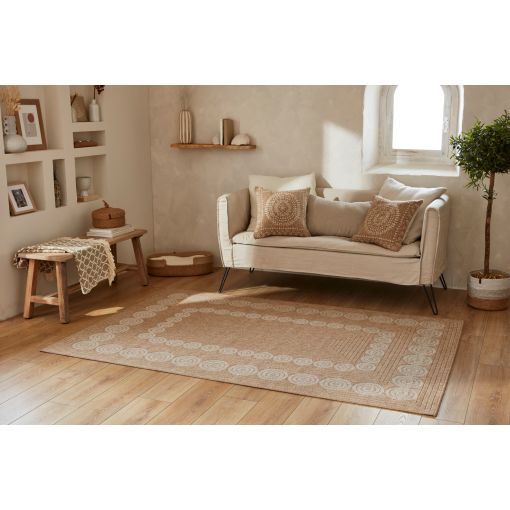 Tapis d'extérieur MALLORCA marron et blanc aspect jute 160x230cm