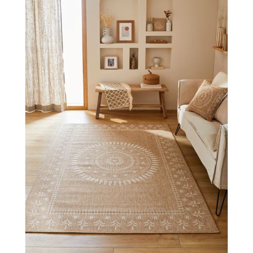 Tapis d'extérieur PONZA marron et blanc aspect jute 160x230cm