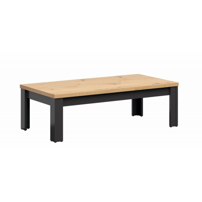 Table basse HESEN effet chêne et anthracite 130cm