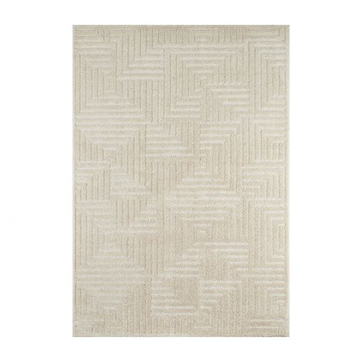 Tapis ELLA crème motif labyrinthe 80x150 cm