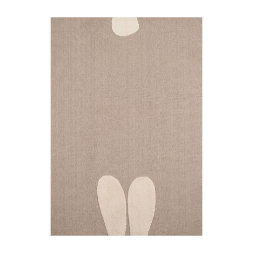 Tapis MALO beige motif lapin 120x120 cm