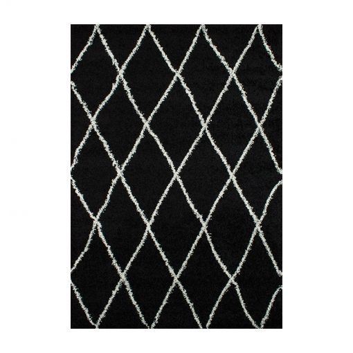 Tapis THEA noir motif losange 67x180 cm