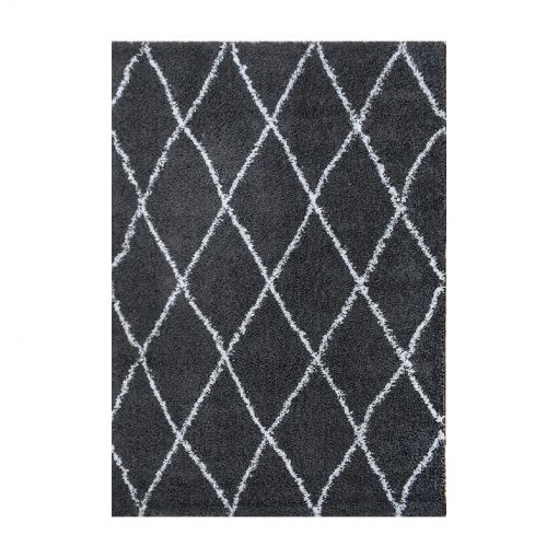 Tapis THEA anthracite motif losange 120x160 cm