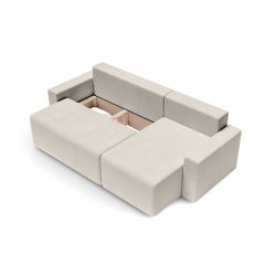 Canapé angle MAX convertible velours beige 4 places