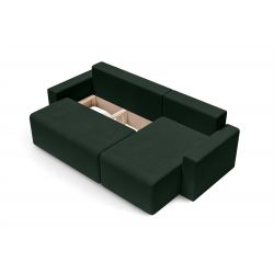 Canapé angle MAX convertible velours vert 4 places