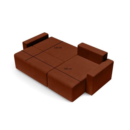 Canapé angle MAX convertible velours terracotta 4 places
