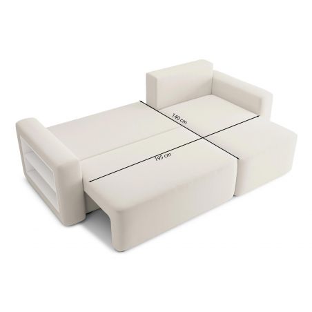 Canapé angle MIKE convertible velours beige 4 places