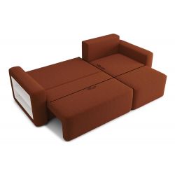 Canapé angle MIKE convertible velours terracotta 4 places