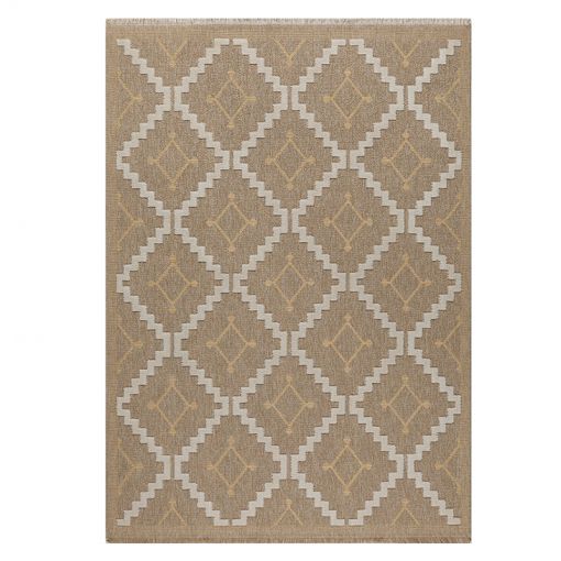 Tapis d'extérieur FORANA blanc et jaune aspect jute 120x170cm