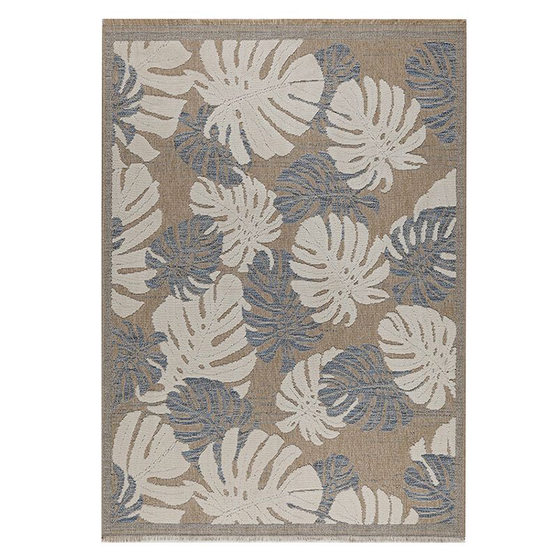 Tapis d'extérieur MOOREA bleu et blanc aspect jute 120x170cm Tapis d'extérieur MOOREA bleu et blanc aspect jute 120x170cm