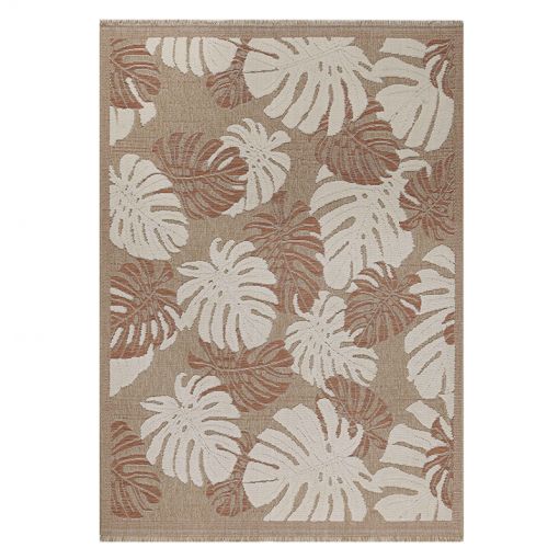 Tapis d'extérieur MOOREA terracotta et blanc aspect jute 160x230cm