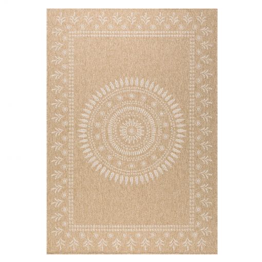 Tapis d'extérieur PONZA marron et blanc aspect jute 160x230cm