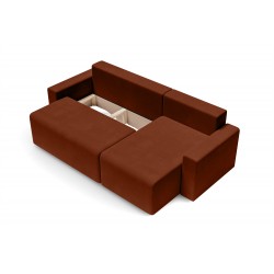 Canapé angle MAX convertible velours terracotta 4 places