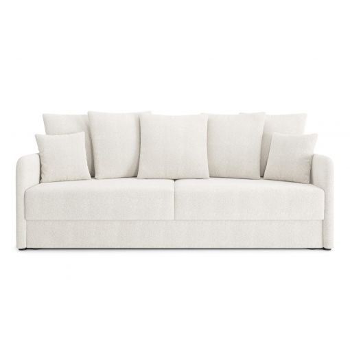 Canapé droit LUKA convertible tissu bouclette blanc 3 places