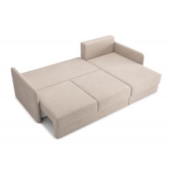 Canapé d'angle LUKA convertible tissu beige 4 places