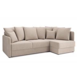 Canapé d'angle LUKA convertible tissu beige 5 places