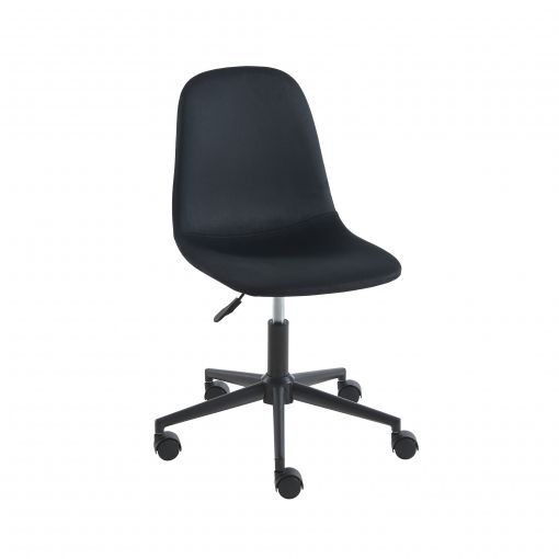 Chaise de bureau LENA velours noir 5 roulettes