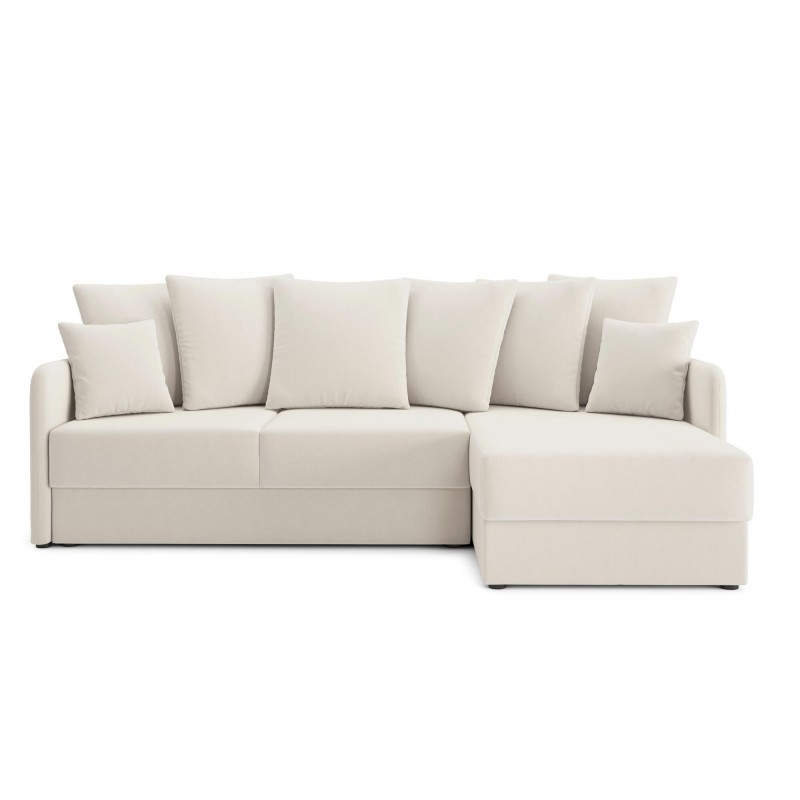 Canapé d'angle LUKA convertible velours beige 4 places