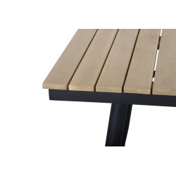 Ensemble table ALBA en bois d'acacia FSC et 6 chaises de jardin noir