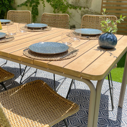 Ensemble table ASTI en bois d'acacia FSC 200 cm et 8 chaises de jardin