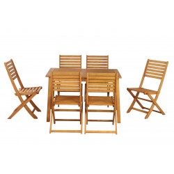 Ensemble table et chaises de jardin PRATO 6 places en bois d'eucalyptus FSC 120-180 cm avec housse de protection