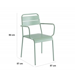 Ensemble PANTONE table 70x70 cm et 4 chaises de jardin vert menthe