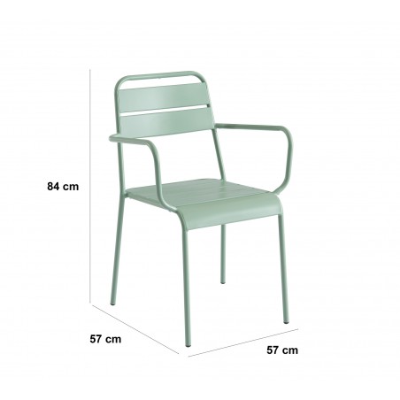 Ensemble PANTONE table 70x70 cm et 4 chaises de jardin vert menthe