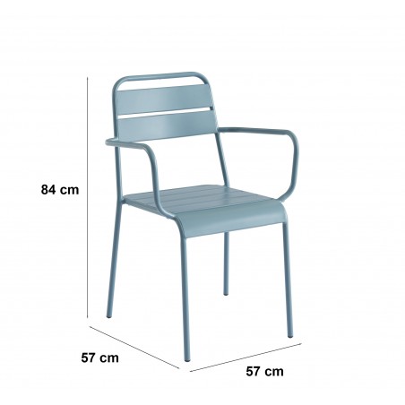 Ensemble PANTONE table 160 cm et 6 chaises de jardin bleu givré