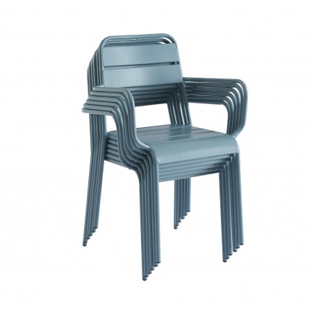 Ensemble PANTONE table 160 cm et 6 chaises de jardin bleu givré