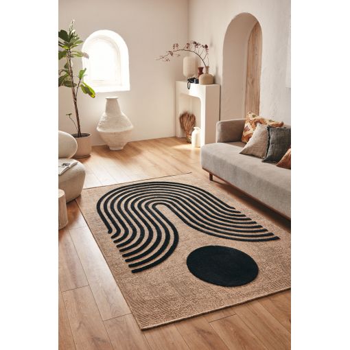 Tapis PIA noir motif géométrique 160x230 cm